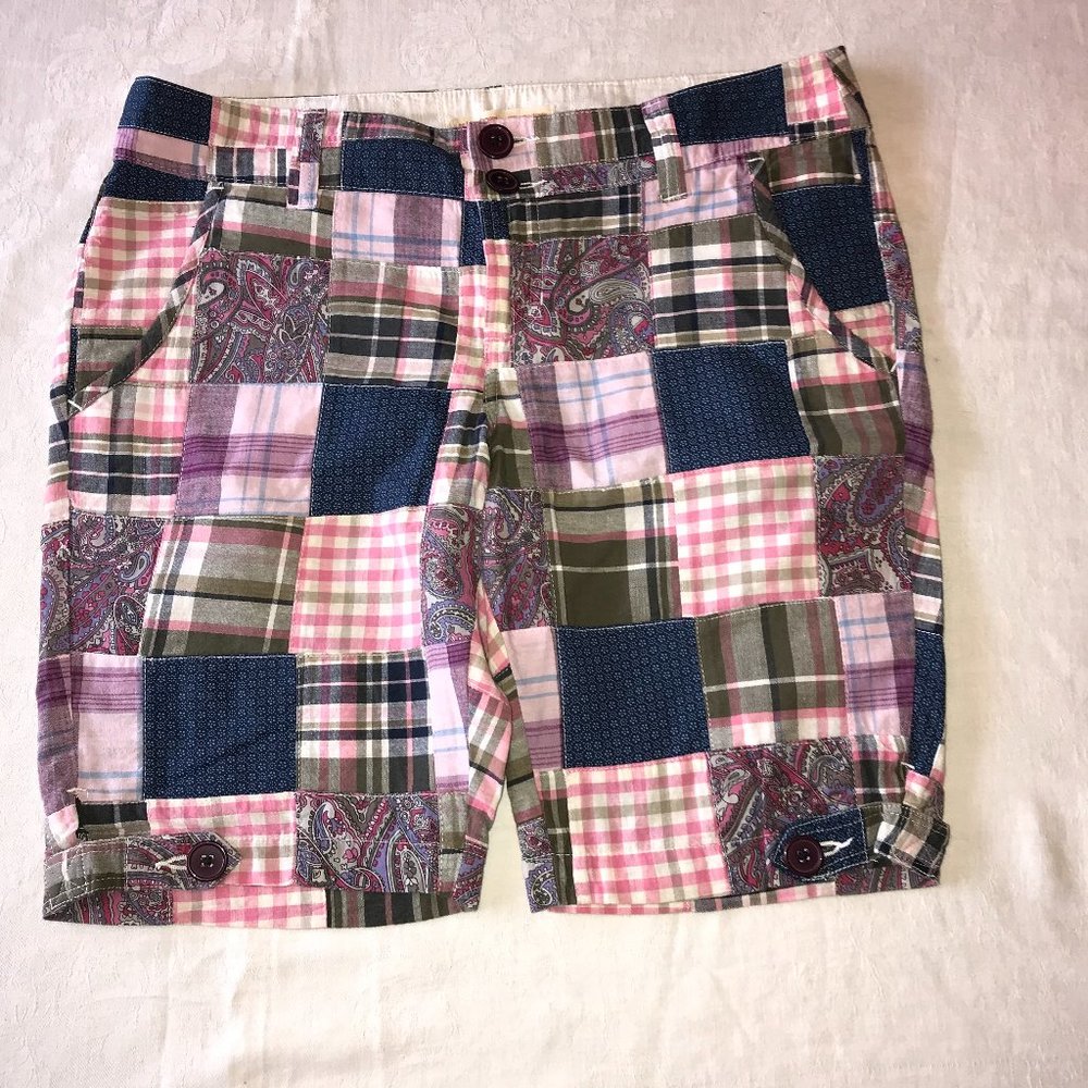 Cute Pink and Purple Patchwork Bermuda Shorts